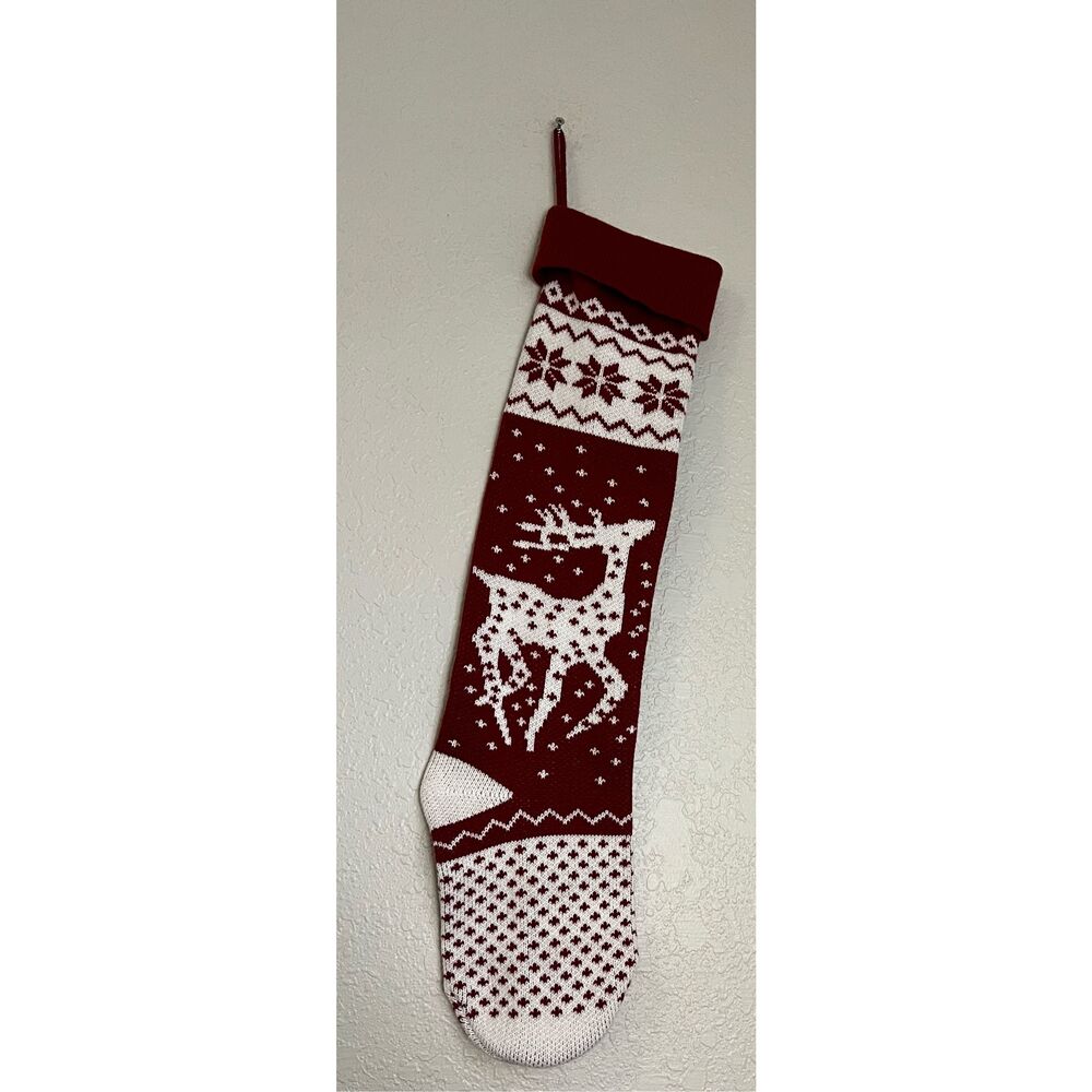 26-Inch‎ Large Nordic Style Knitted Christmas Stocking